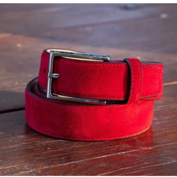 carrucci Other - Carrucci Men’s Ruby Red Suede Leather Belt 38”